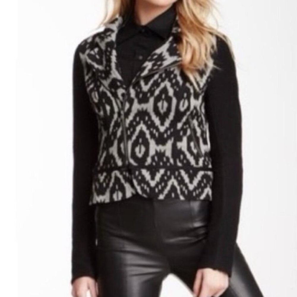 Willow & Clay Moto Jacket Ikat Black Gray Sz Small